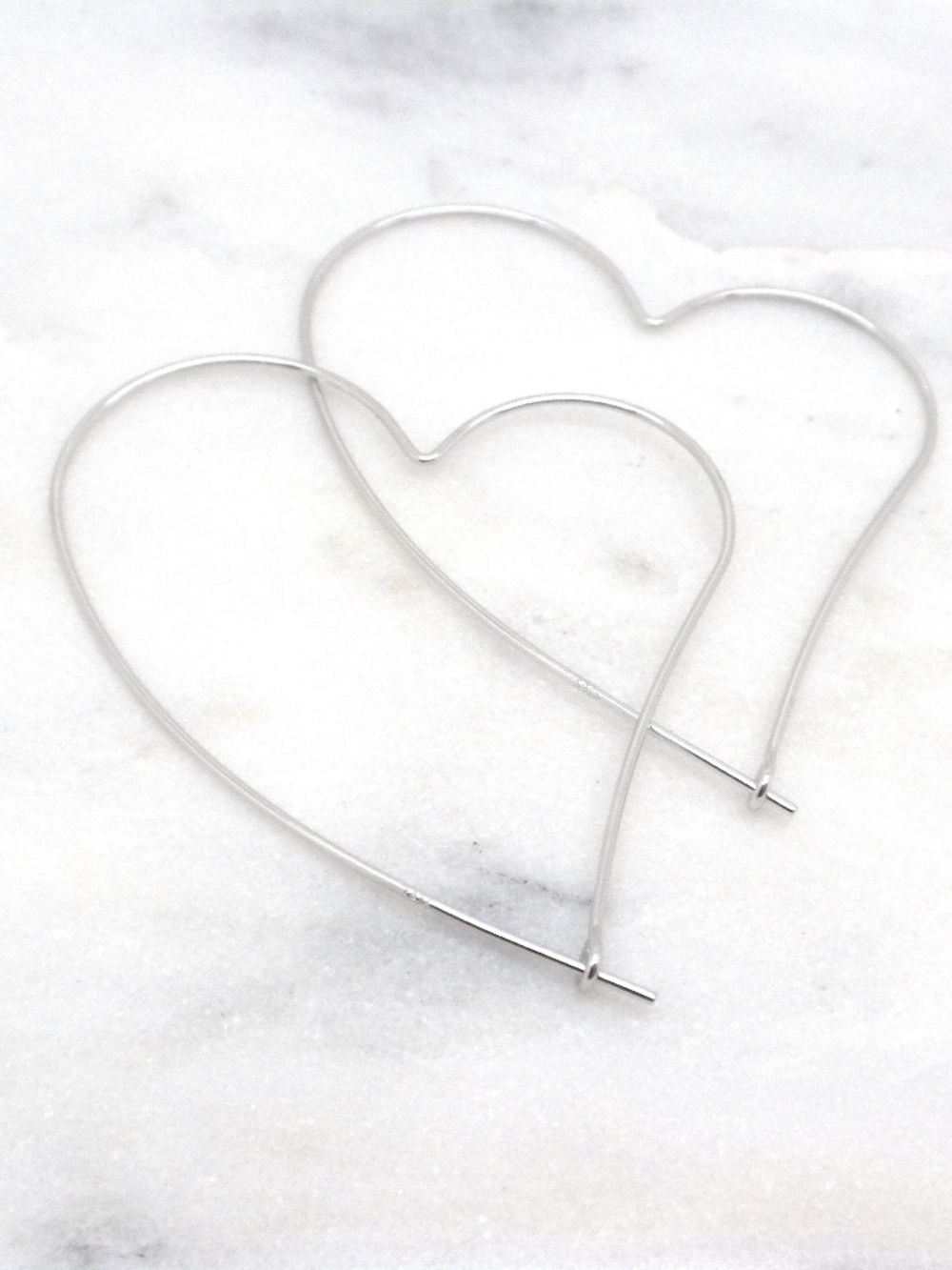 Handmade Sterling Silver Heart Hoop Earrings